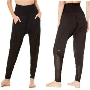 Alo Yoga Axis Harem Pants Lightweight Mesh Black Size Small Drop Crotch